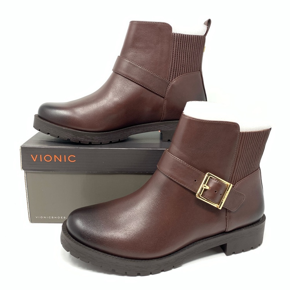 Vionic Womens Brown Harness Ankle Boot New